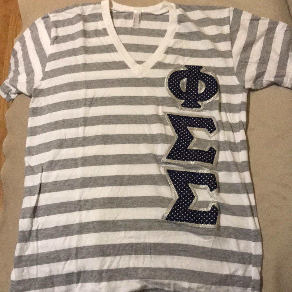 American Apparel Phi Sigma Sigma Striped Letter T